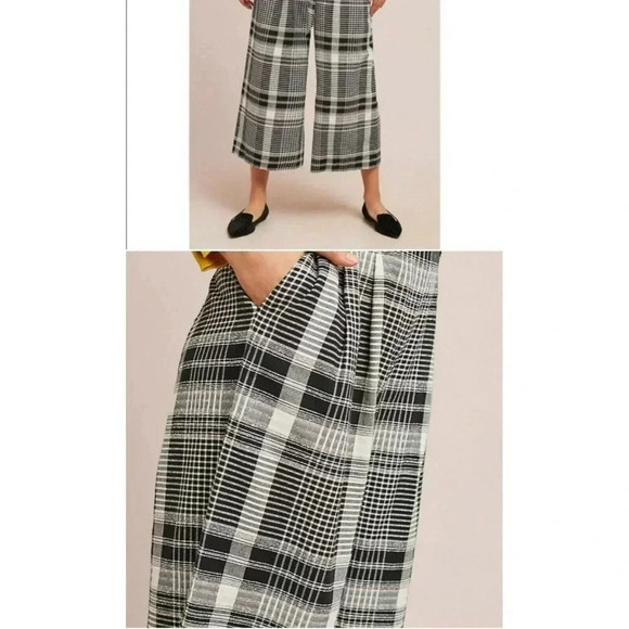 Anthroplologie Ett:Twa size 4 Plaid Black/White wide leg Casual cropped Pants - Picture 3 of 11